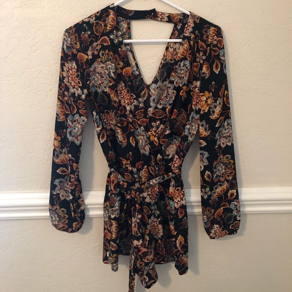 Black floral romper